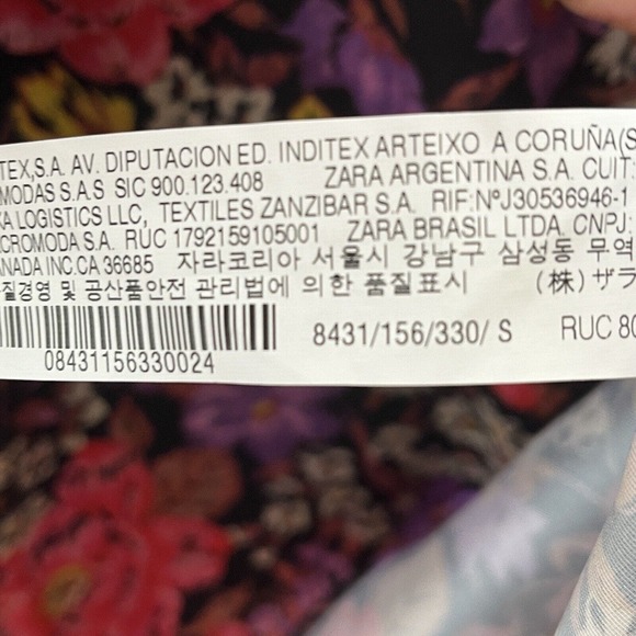 Zara High Neck Floral Print Long Sleeve Satin Blouse Top Women’s Size Small - Picture 8 of 10